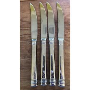 Wallace Zenith‎ Frost Glossy Steak Knife 9.5” Set of 4 heavy stainless steel EUC